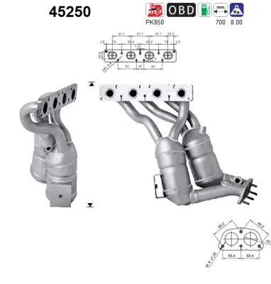 Conversor catalítico AS 45250