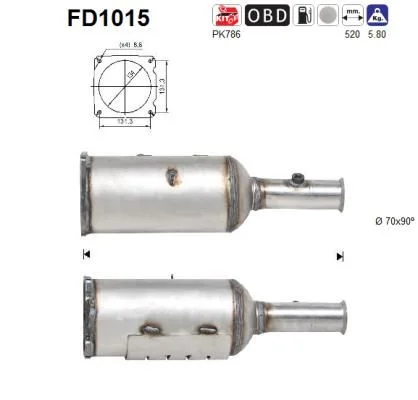Filtro de partículas de fuligem, sistema de escape AS FD1015