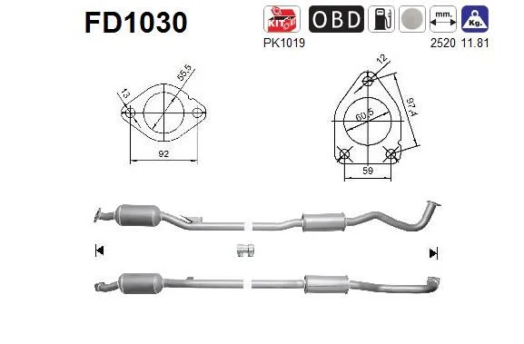 Soot/Particulate Filter, exhaust system AS FD1030