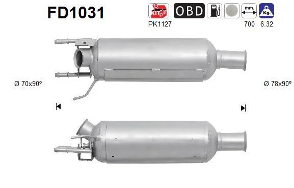 Soot/Particulate Filter, exhaust system AS FD1031