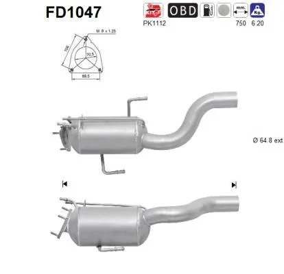 Soot/Particulate Filter, exhaust system AS FD1047
