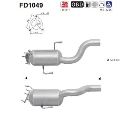Soot/Particulate Filter, exhaust system AS FD1049