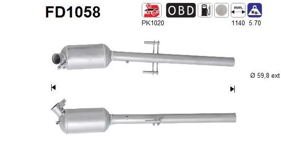 Soot/Particulate Filter, exhaust system AS FD1058