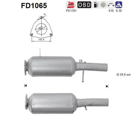 Suodžių / kietųjų dalelių filtras, išmetimo sistema AS FD1065