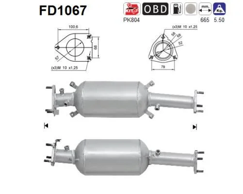 Soot/Particulate Filter, exhaust system AS FD1067