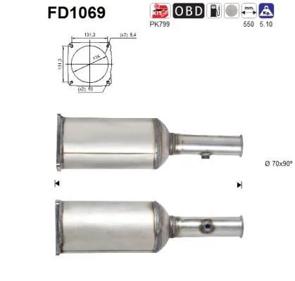 Soot/Particulate Filter, exhaust system AS FD1069