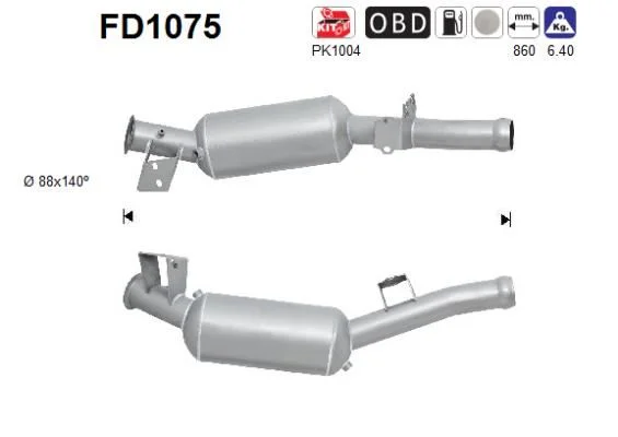 Filtro de partículas de fuligem, sistema de escape AS FD1075