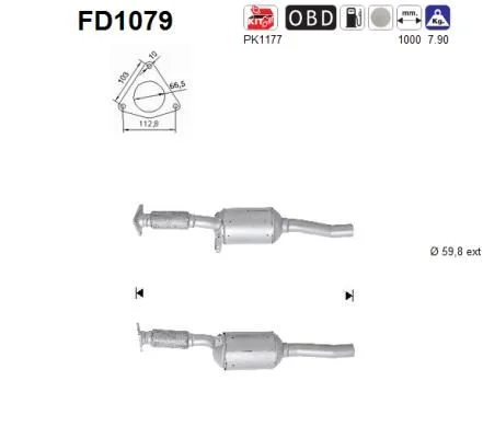 Filtro de partículas de fuligem, sistema de escape AS FD1079