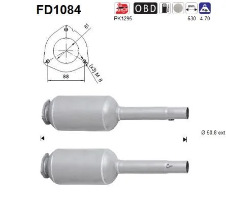 Filtro de partículas de fuligem, sistema de escape AS FD1084