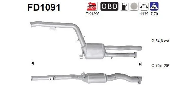 Suodžių / kietųjų dalelių filtras, išmetimo sistema AS FD1091