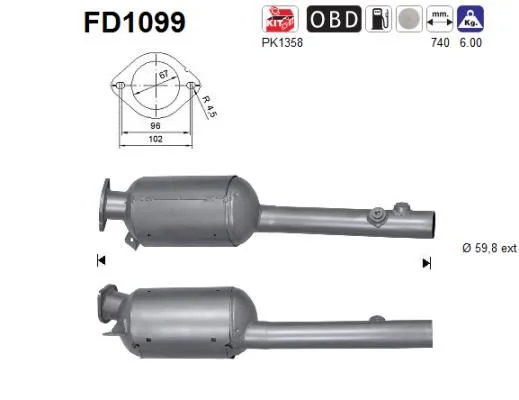 Soot/Particulate Filter, exhaust system AS FD1099