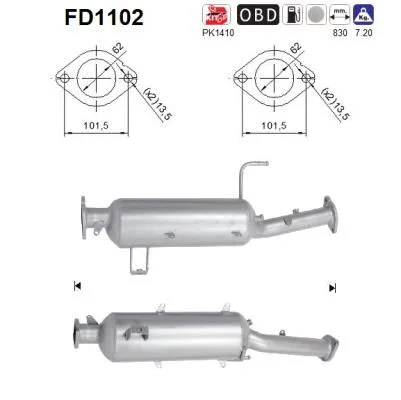 Suodžių / kietųjų dalelių filtras, išmetimo sistema AS FD1102