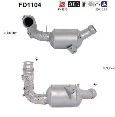 Suodžių / kietųjų dalelių filtras, išmetimo sistema AS FD1104