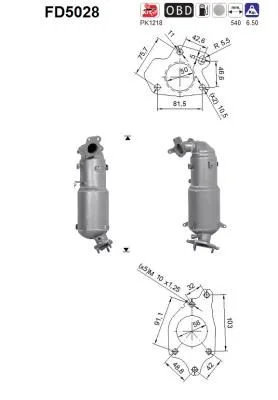 Soot/Particulate Filter, exhaust system AS FD5028