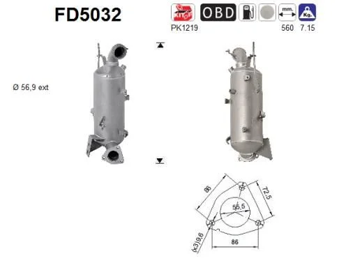 Soot/Particulate Filter, exhaust system AS FD5032