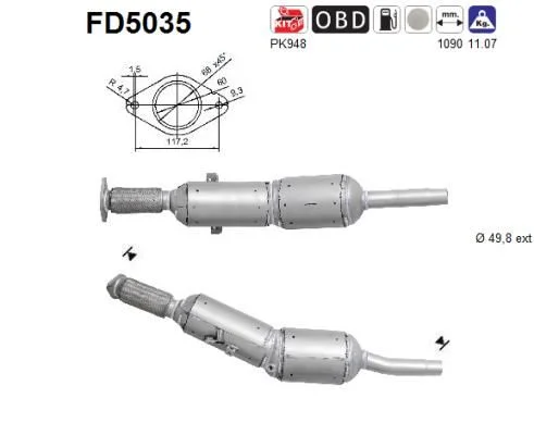 Soot/Particulate Filter, exhaust system AS FD5035