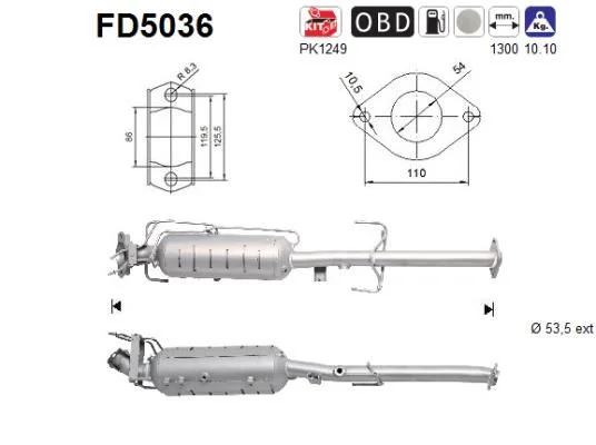 Soot/Particulate Filter, exhaust system AS FD5036