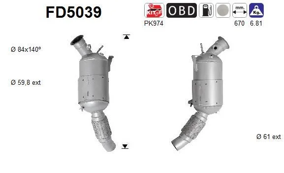 Soot/Particulate Filter, exhaust system AS FD5039