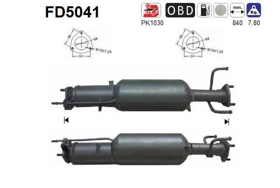 Filtro de partículas de fuligem, sistema de escape AS FD5041
