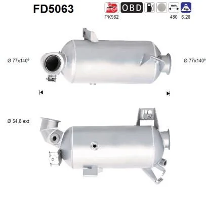 Filtro de partículas de fuligem, sistema de escape AS FD5063