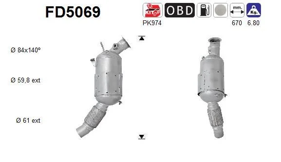 Suodžių / kietųjų dalelių filtras, išmetimo sistema AS FD5069