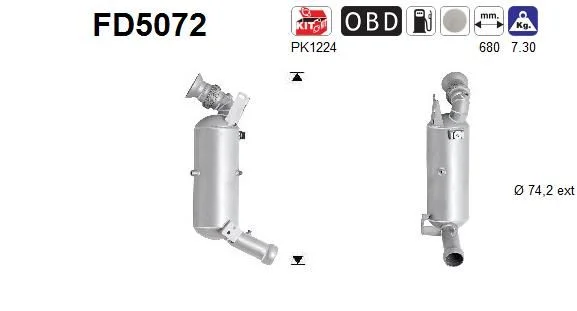 Filtro de partículas de fuligem, sistema de escape AS FD5072
