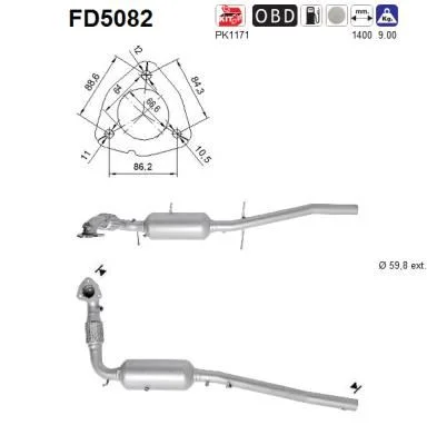 Soot/Particulate Filter, exhaust system AS FD5082