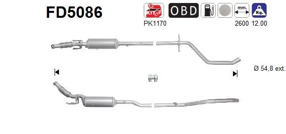 Soot/Particulate Filter, exhaust system AS FD5086
