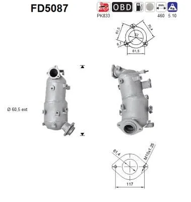 Soot/Particulate Filter, exhaust system AS FD5087