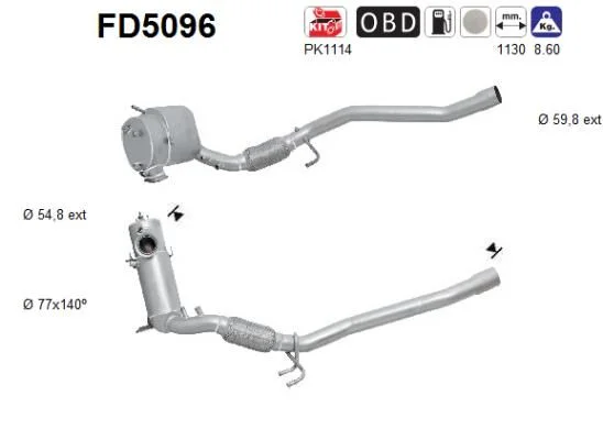 Filtro de partículas de fuligem, sistema de escape AS FD5096