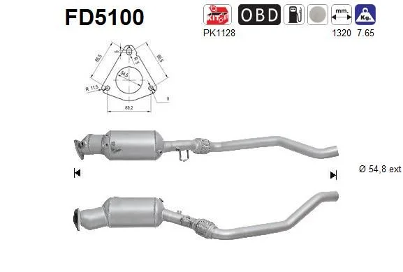 Filtro de partículas de fuligem, sistema de escape AS FD5100