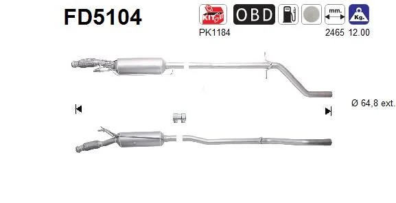Soot/Particulate Filter, exhaust system AS FD5104