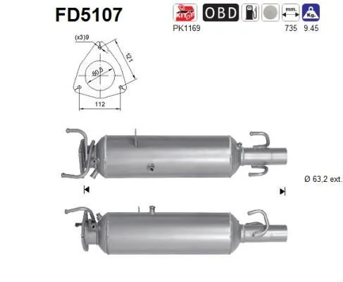 Soot/Particulate Filter, exhaust system AS FD5107