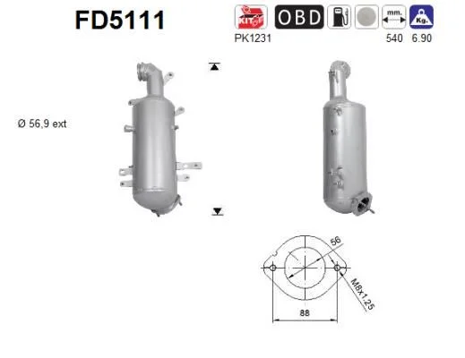 Soot/Particulate Filter, exhaust system AS FD5111