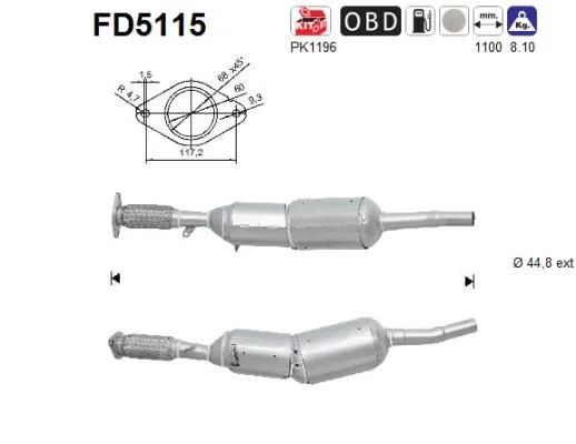 Soot/Particulate Filter, exhaust system AS FD5115