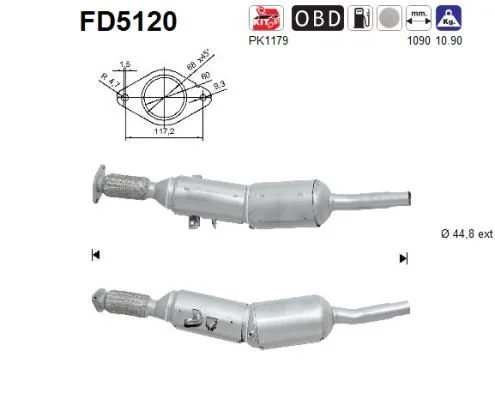 Soot/Particulate Filter, exhaust system AS FD5120