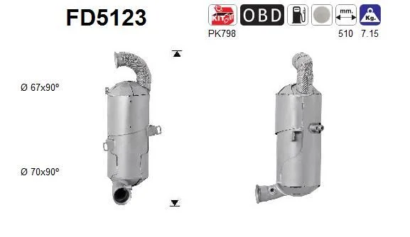 Soot/Particulate Filter, exhaust system AS FD5123