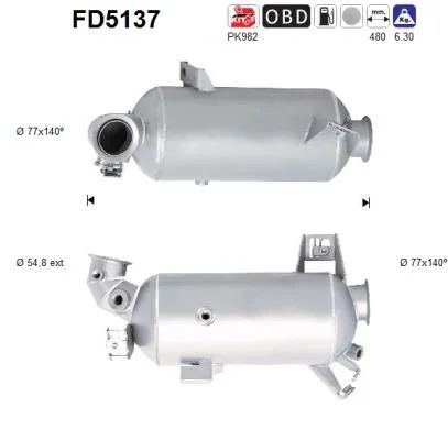 Filtro de partículas de fuligem, sistema de escape AS FD5137