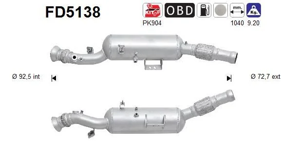 Soot/Particulate Filter, exhaust system AS FD5138