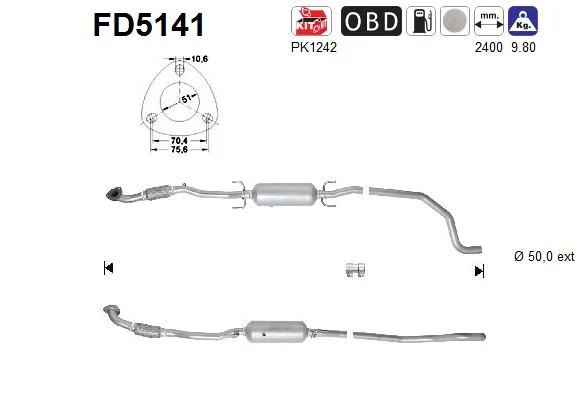 Soot/Particulate Filter, exhaust system AS FD5141