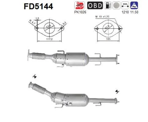 Soot/Particulate Filter, exhaust system AS FD5144
