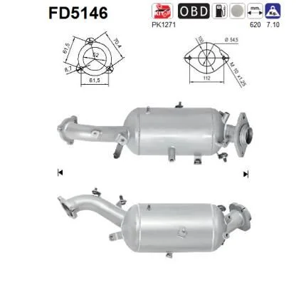 Filtro de partículas de fuligem, sistema de escape AS FD5146