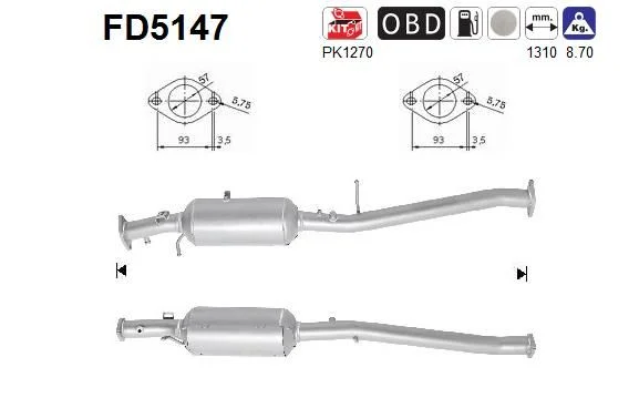 Filtro de partículas de fuligem, sistema de escape AS FD5147
