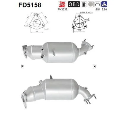 Filtro de partículas de fuligem, sistema de escape AS FD5158