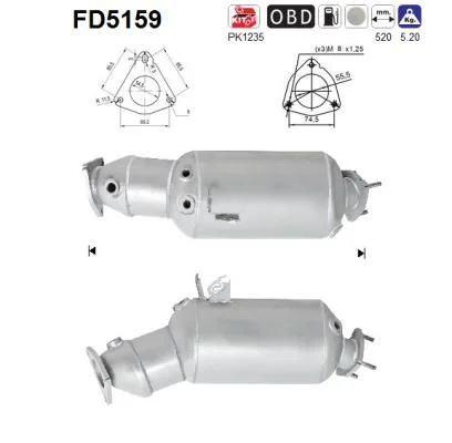 Filtro de partículas de fuligem, sistema de escape AS FD5159