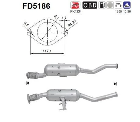 Soot/Particulate Filter, exhaust system AS FD5186