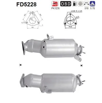 Soot/Particulate Filter, exhaust system AS FD5228