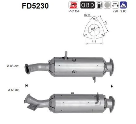 Soot/Particulate Filter, exhaust system AS FD5230