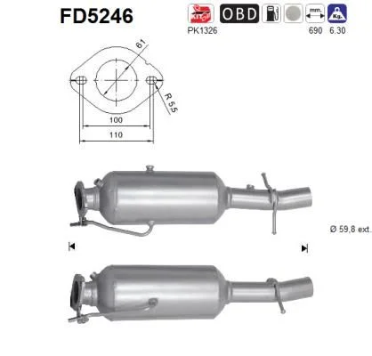Soot/Particulate Filter, exhaust system AS FD5246