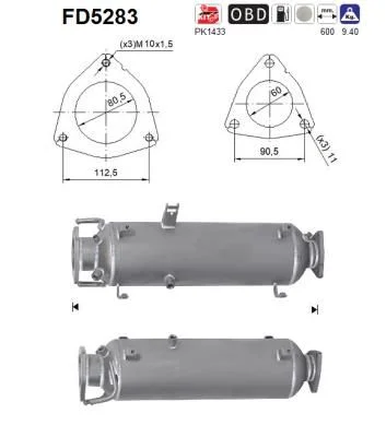 Soot/Particulate Filter, exhaust system AS FD5283